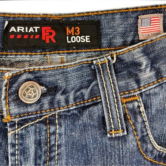 Ariat Mens FR M3 Loose Jeans Cat 2 Flame Resistant Distress 36x30 - Picture 4 of 14